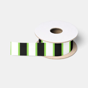 Groen, Zwart & Witte Strepen Satijnen Lint