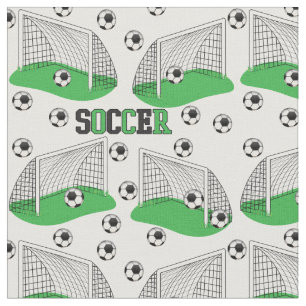 Groen Zwart Witte Voetballen Nets Pattern Stof