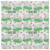 Groen | Zwart | Witte Voetballen | Nets Pattern Stof (Swatch)