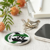 Groen Zwart Zijn team Kleuren Custom Volleybal Sleutelhanger (Zijkant)