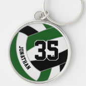 Groen Zwart Zijn team Kleuren Custom Volleybal Sleutelhanger (Voorkant)