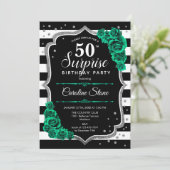 Groen Zwart Zilver Verrassing 50ste Verjaardag Kaart (Staand voorkant)