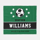 Groen Zwarte Aangepaste Voetbalnaam en -nummer Fleece Deken (Voorkant (Horizontaal))