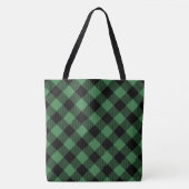Groen/Zwarte Buffalo-plaat Tote Bag (Voorkant)