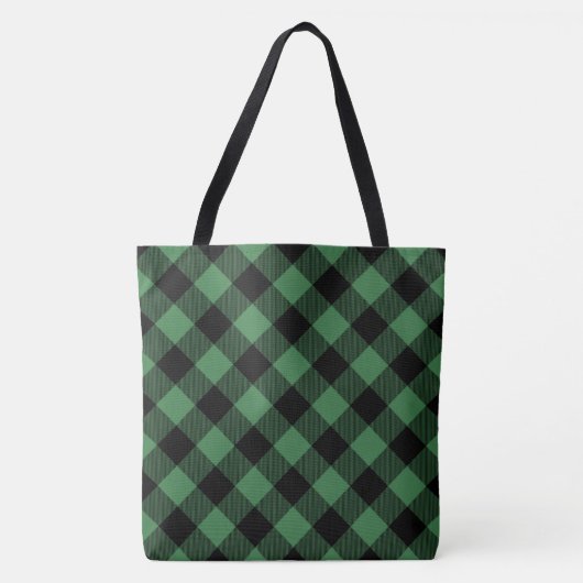 Groen/Zwarte Buffalo-plaat Tote Bag (Voorkant)