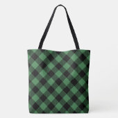 Groen/Zwarte Buffalo-plaat Tote Bag (Achterkant)