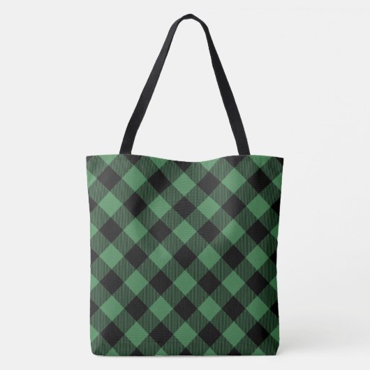 Groen/Zwarte Buffalo-plaat Tote Bag (Achterkant)