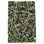 Groen Zwarte Crème Camouflage Patroon Feest Medium Cadeauzakje (Voorkant)