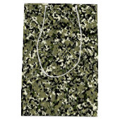 Groen Zwarte Crème Camouflage Patroon Feest Medium Cadeauzakje (Achterkant)