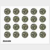 Groen Zwarte Crème Camouflagepatroon Favor Ronde Sticker (Vel)