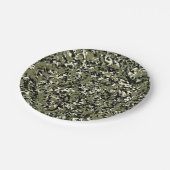 Groen Zwarte Crème Camouflagepatroonprint Papieren Bordje (Gekanteld)