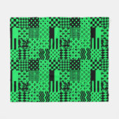 Groen Zwarte Gemengde Patronen Patchwork Ontwerp Fleece Deken (Voorkant (Horizontaal))