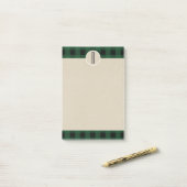 Groen Zwarte Geruite Kraft Landelijke Monogram Beg Post-it® Notes (Op bureau)