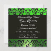 GROEN ZWARTE GRADUATIE DAMAST MONOGRAM champagne Kaart (Achterkant)
