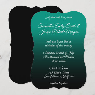 Groen Zwarte Ombre Elegante Kalligrafie Bruiloft Kaart