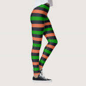 Groen zwarte Sinaasappel Striped Halloween Legging (Rechts)