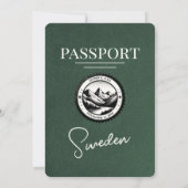 Groen Zweden Paspoort Uitnodiging bruiloft (Achterkant)
