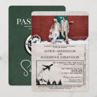 Groen Zweden Paspoort Uitnodiging bruiloft