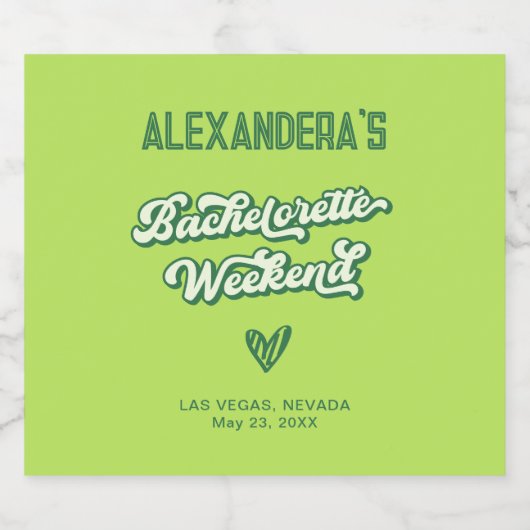 Groen Zwembad Party Zomer vrijgezellen Sparkling Wijnetiket (Enkel label)