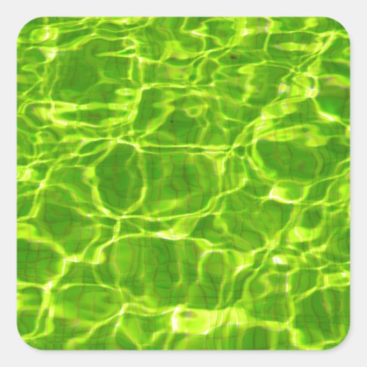 Groen Zwembad Water Patronen Neon Kleurrijk Helder Vierkante Sticker (Voorkant)