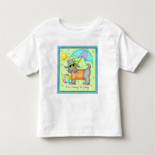 Groenachtig blauwe de Kunst van Whimsy van de Hond Kinder Shirts