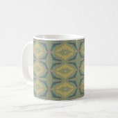 Groenachtig Retro Vintage Patroon Koffiemok (Voorkant links)