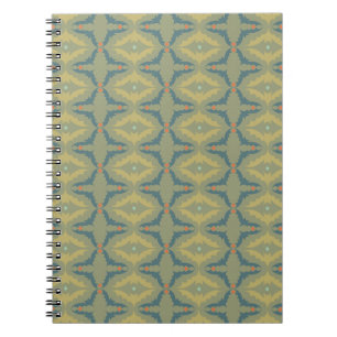 Groenachtig Retro Vintage Patroon Notitieboek