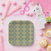 Groenachtig Retro Vintage Patroon Papieren Bordje (Feest)