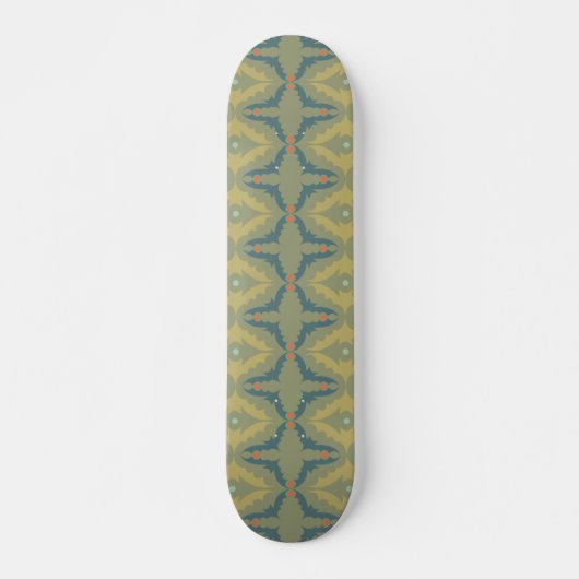 Groenachtig Retro Vintage Patroon Persoonlijk Skateboard (Voorkant)