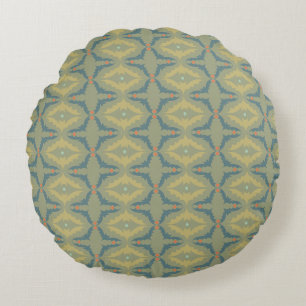 Groenachtig Retro Vintage Patroon Rond Kussen