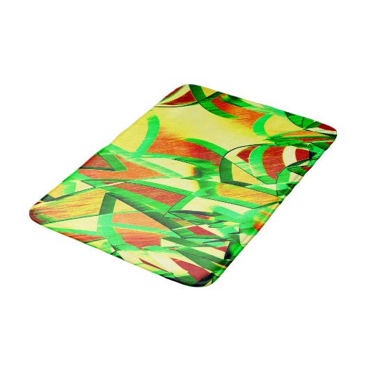 Groenachtige strepen op rood, drizzled afbeelding badmat (Gekanteld)