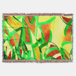 Groenachtige strepen over rood afbeelding met driz deken