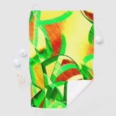 Groenachtige strepen over rood afbeelding met driz golfhanddoek (Insitu)