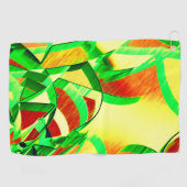 Groenachtige strepen over rood afbeelding met driz golfhanddoek (Horizontaal)