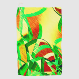 Groenachtige strepen over rood afbeelding met driz golfhanddoek