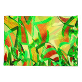 Groenachtige strepen over rood afbeelding met driz kussensloop (Achterkant-Links)