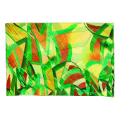 Groenachtige strepen over rood afbeelding met driz kussensloop (Voorkant-Links)