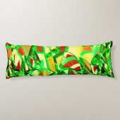 Groenachtige strepen over rood afbeelding met driz lichaamskussen (Achterkant)