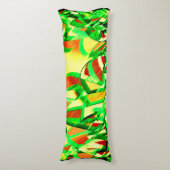 Groenachtige strepen over rood afbeelding met driz lichaamskussen (Voorkant Verticaal)