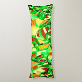 Groenachtige strepen over rood afbeelding met driz lichaamskussen (Achterkant (Verticaal))