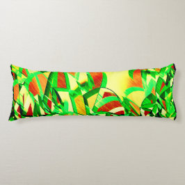 Groenachtige strepen over rood afbeelding met driz lichaamskussen