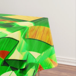 Groenachtige strepen over rood afbeelding met driz tafelkleed