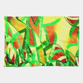 Groenachtige strepen over rood afbeelding met driz theedoek