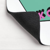 groenachtige zeshoek met roze cirkeltekst muismat (Hoek)