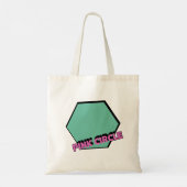  groenachtige zeshoek met roze cirkeltekst tote bag (Achterkant)