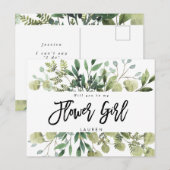 groenbladertje ben je mijn bloemenmeisje aankondigingskaart (Voorkant / Achterkant)