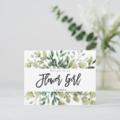 groenbladertje ben je mijn bloemenmeisje aankondigingskaart (Staand voorkant)