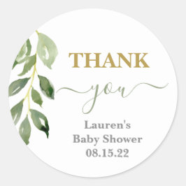 Groenbladig Baby shower Classic Ronde Sticker