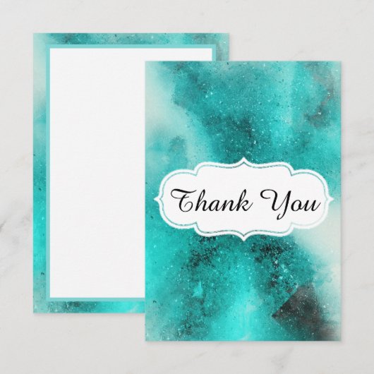 Groenblauw Bedankkaart (Voorkant / Achterkant)