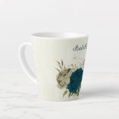 groenblauw beige bloemmotief latte mok (Linkerhoek)
